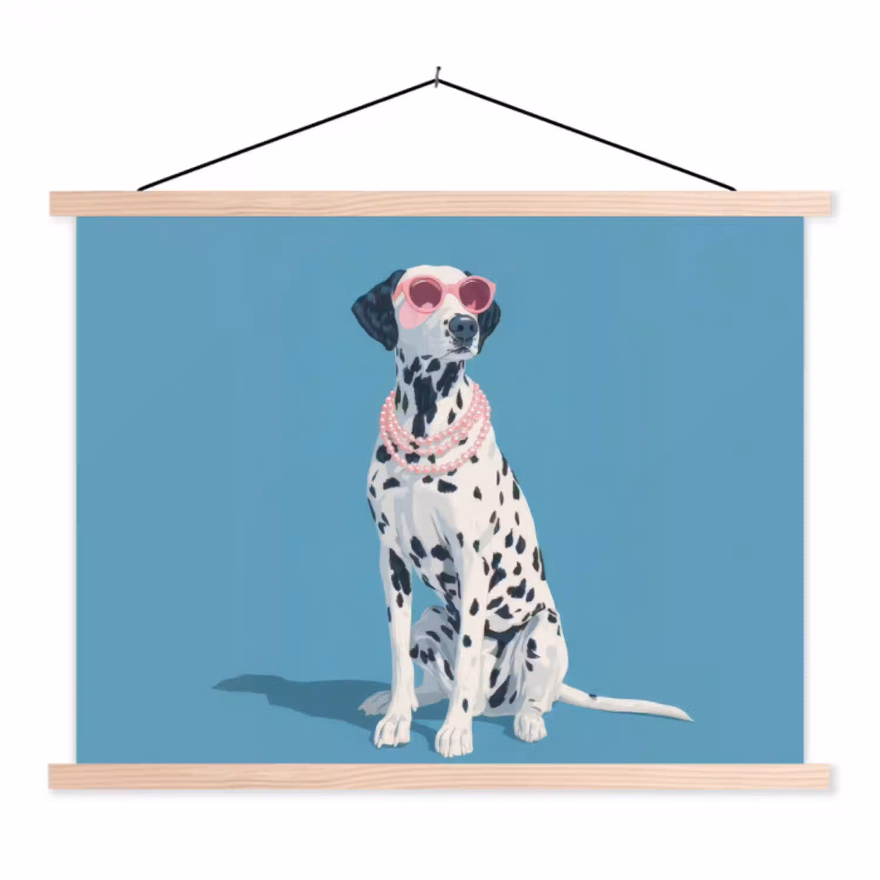 Dalmatiër - Zonnebril - Blauw textielposter latten blank klein -3d