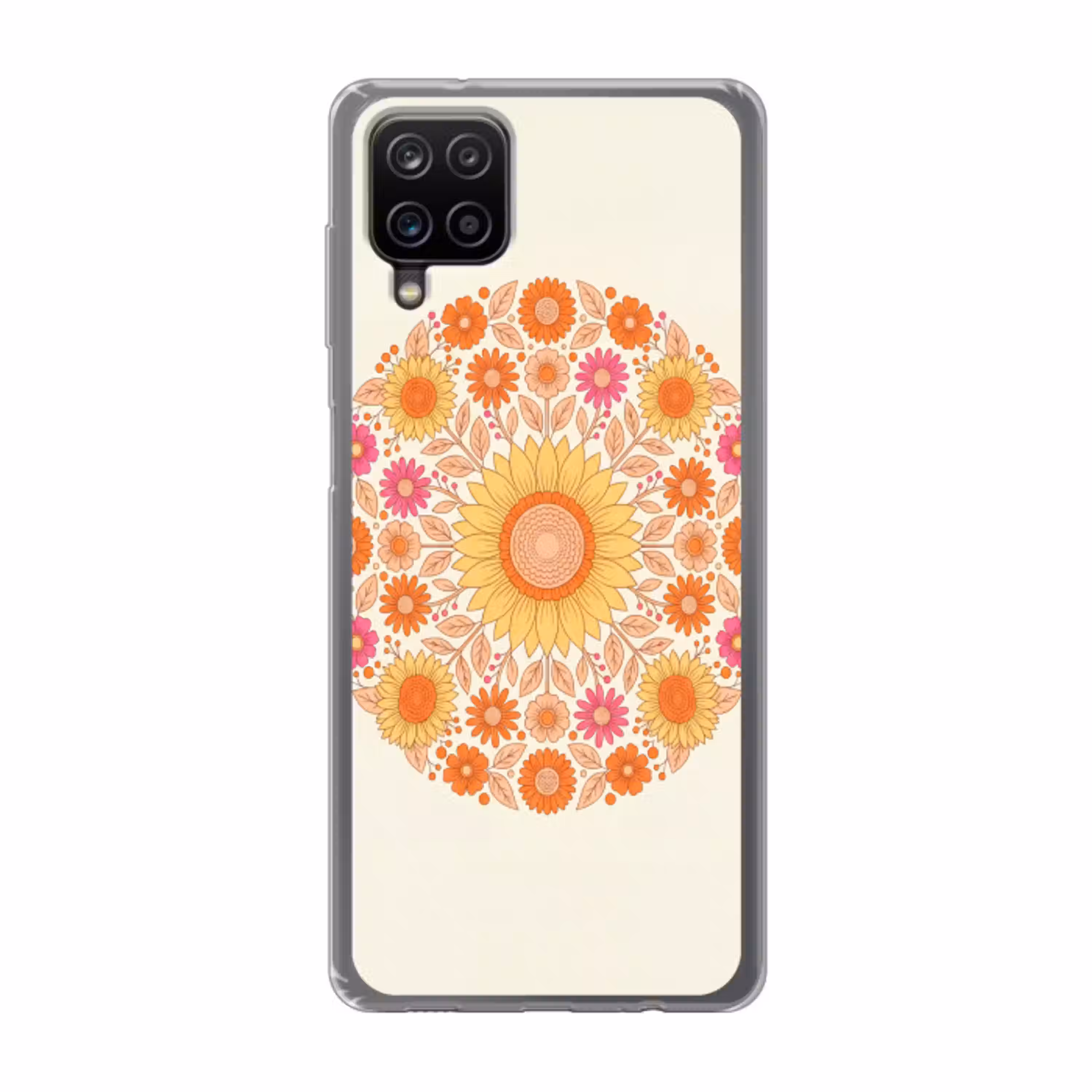 Bloemen - Mandala - Patroon - Kleurrijk Telefoonhoesje Samsung Galaxy A12 klein -3d