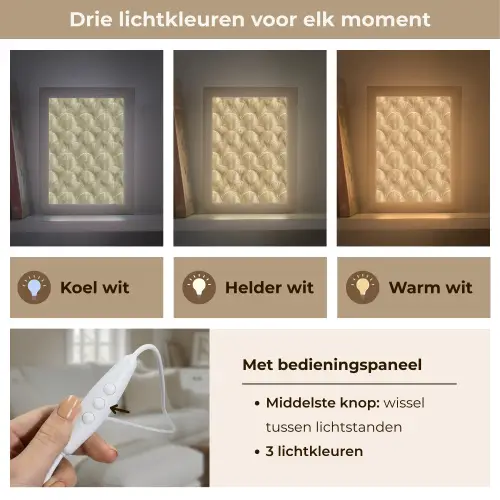 Patroon - Waaier -  Goud Light Box met kabel (Tafellamp) klein 925 -USP_lichtkleurNL