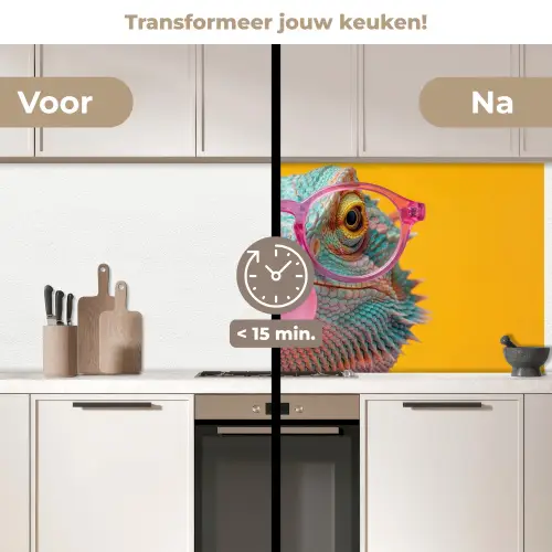 Kameleon - Kauwgom - Kleurrijk keuken achterwand 2 middel -voor-na2_NL
