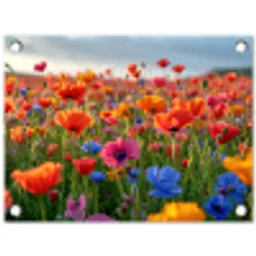 Bloemenweide in volle bloei tuinposter los doek klein -3d