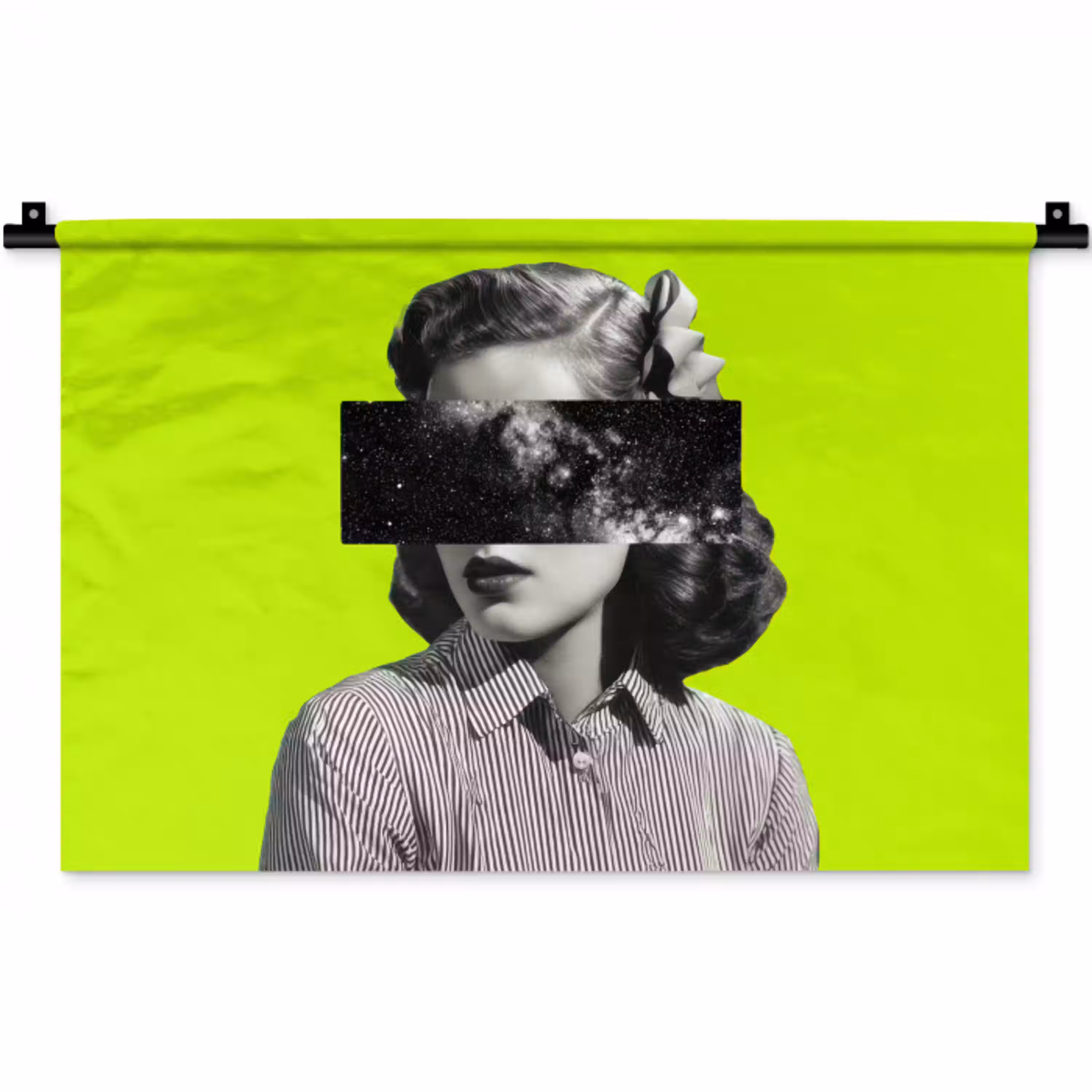 Vrouw - Sterrenhemel - Groen Wandkleed katoen klein -zz3d