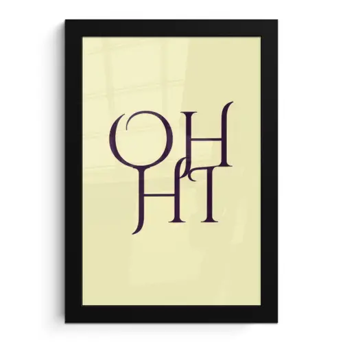 Oh hi - Geel - Monogram fotolijst zwart zonder passe partout klein -3d