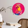 Haan - Kleurrijk - Kimono - Roze Wandcirkel kunststof plaat 5mm dik klein -sfeer4