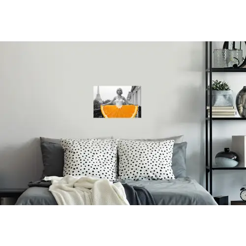 Sinaasappel - Eiffeltoren - Vrouw Muursticker klein -slaapkamer