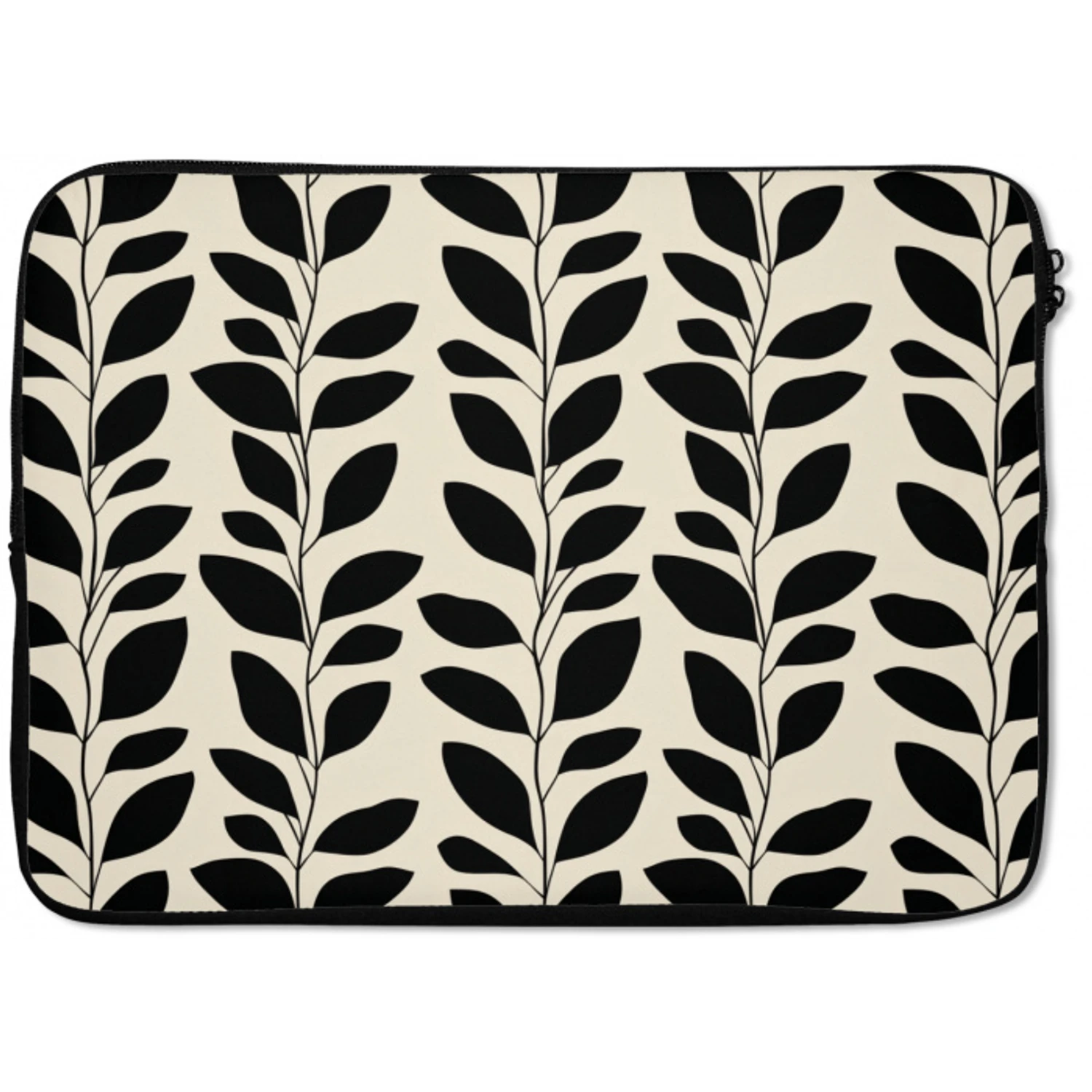 Botanisch - Dessin - Zwart - Beige laptophoes neopreen klein 279 -zkaufland3dotto