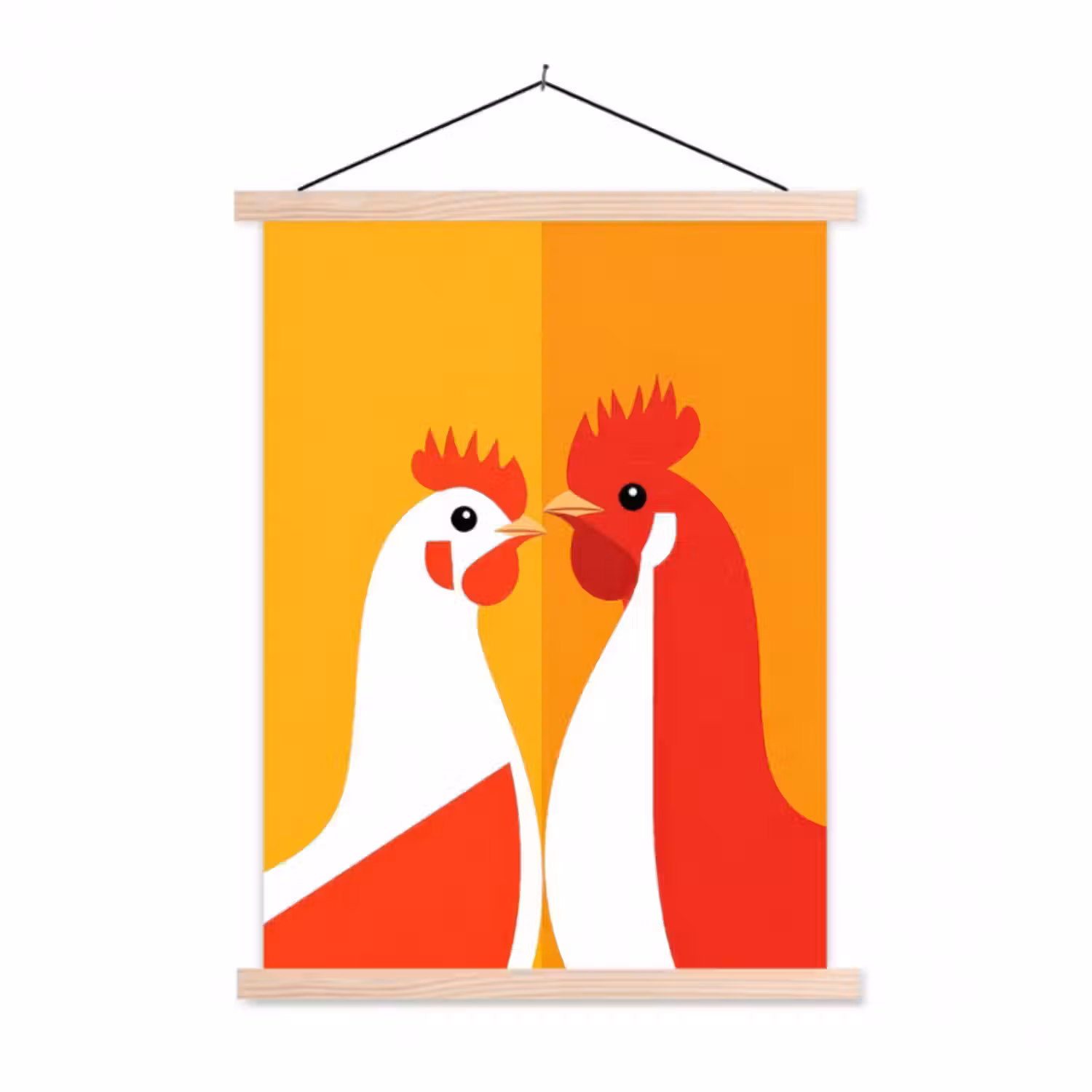 Stoffbild - Hühner - Orange - Prärie