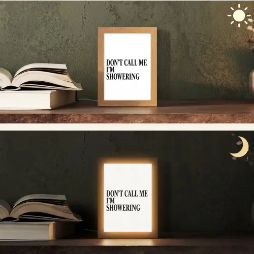Tekst - Modern - Zwart - Wit Light Box met kabel (Tafellamp) klein -sfeer3