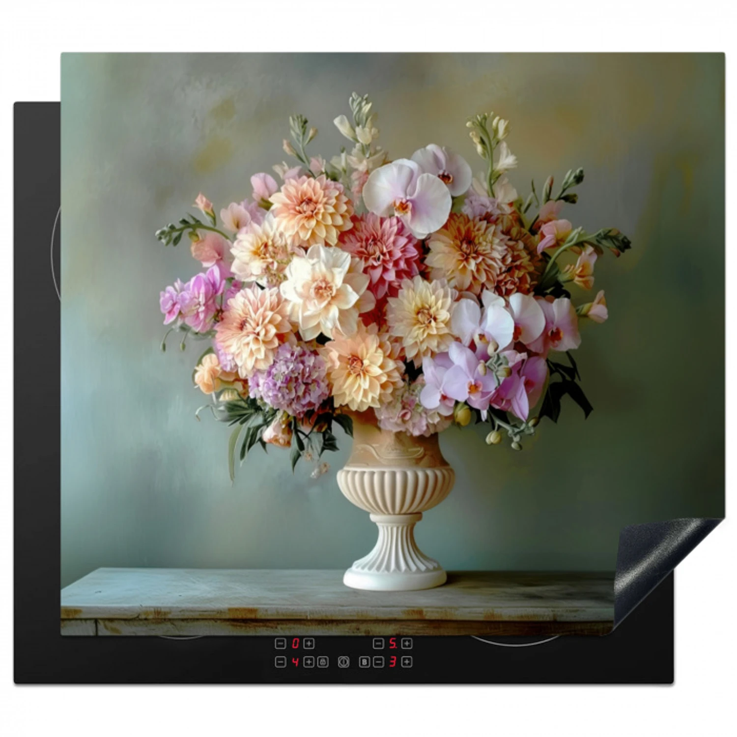 Orchidee - Boeket - Vaas - Bloemen Inductie beschermer vinyl 3mm middel -3d