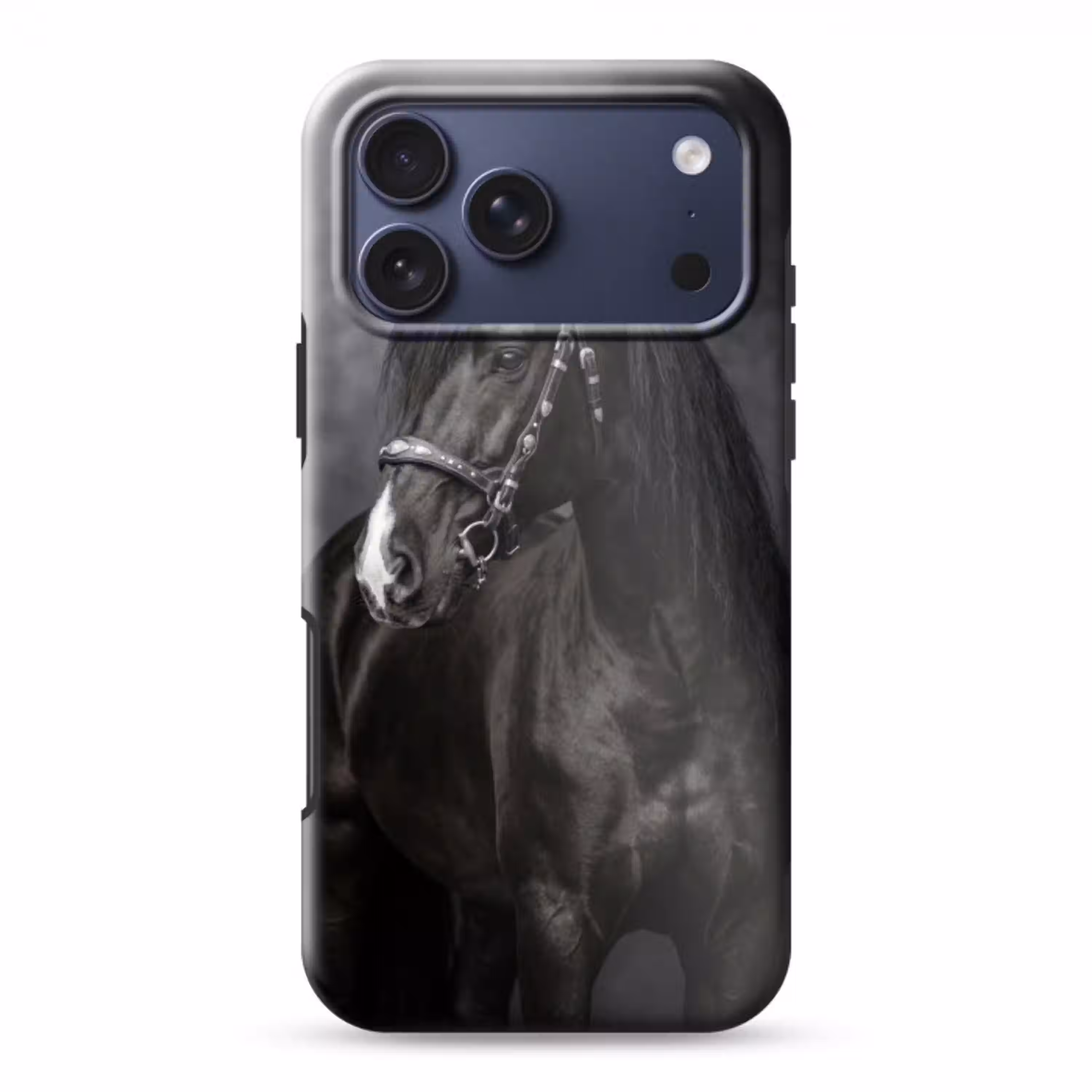 Portret - Paard - Zwart Toughcase MagSafe Apple iPhone 17 Pro Max klein -3d