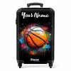 Oranje Basketbal te Midden van Verfspetters NBS - Handbagage koffer - Kinderen Unisex middel -productfoto_recht