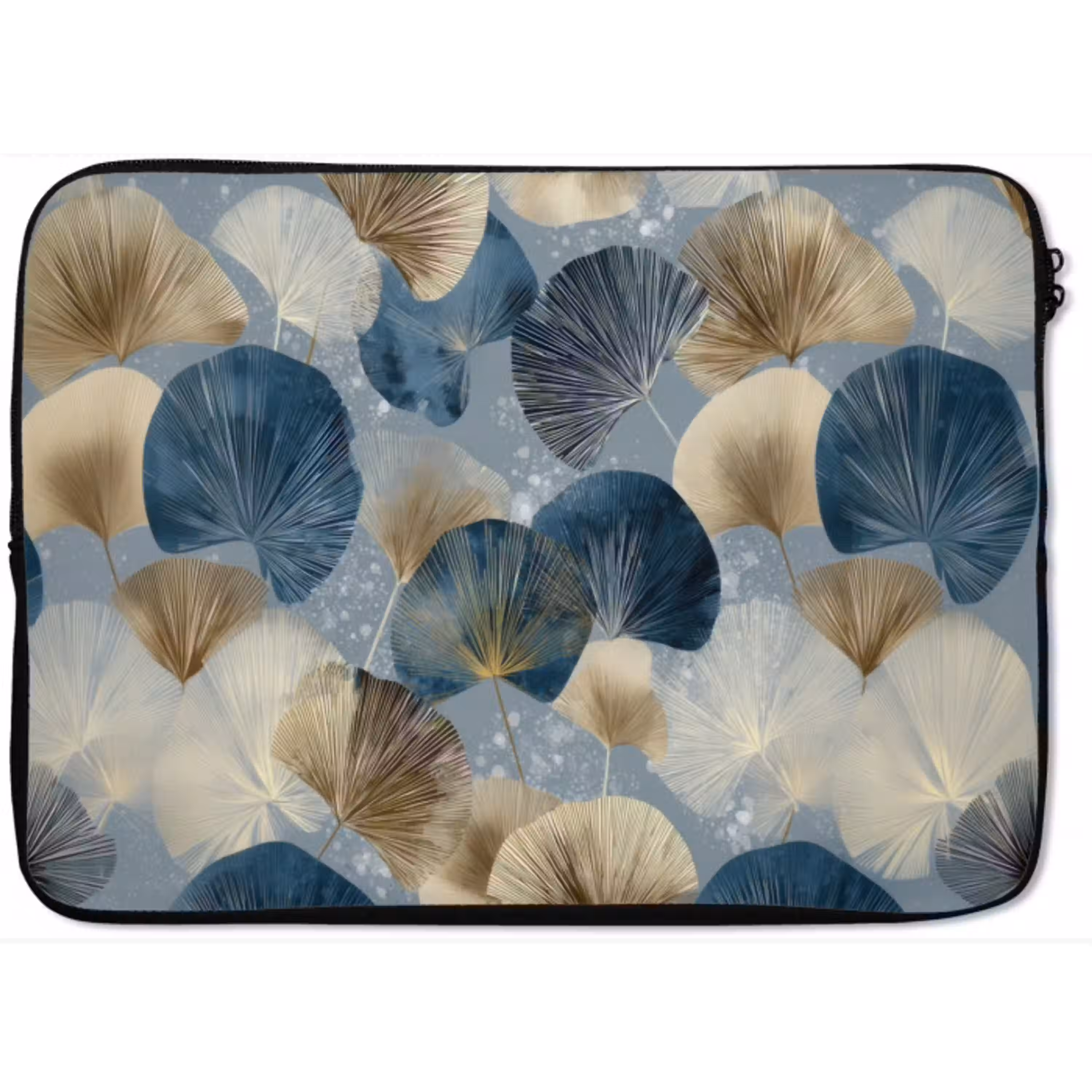 Bladeren - Abstract - Goud - Blauw laptophoes neopreen klein -zkaufland3dotto