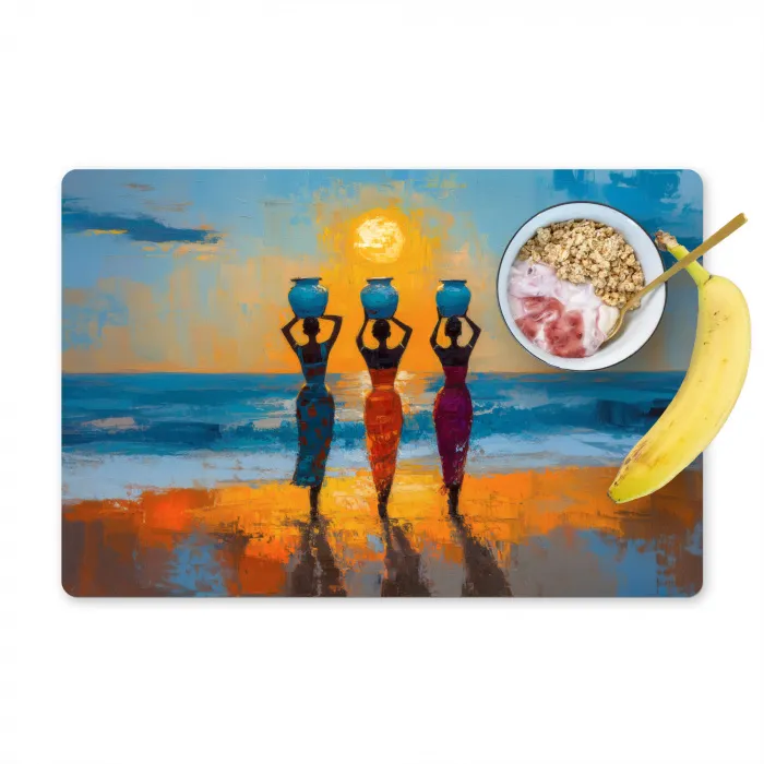 Vrouwen - Strand - Zondsondergang Placemat vinyl groot -zzzproduct_Kitchenyeah-website
