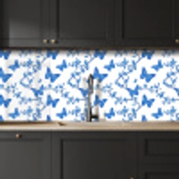 Vlinder - Bloemen - Blauw keuken achterwand 2 middel 871 -sfeer1