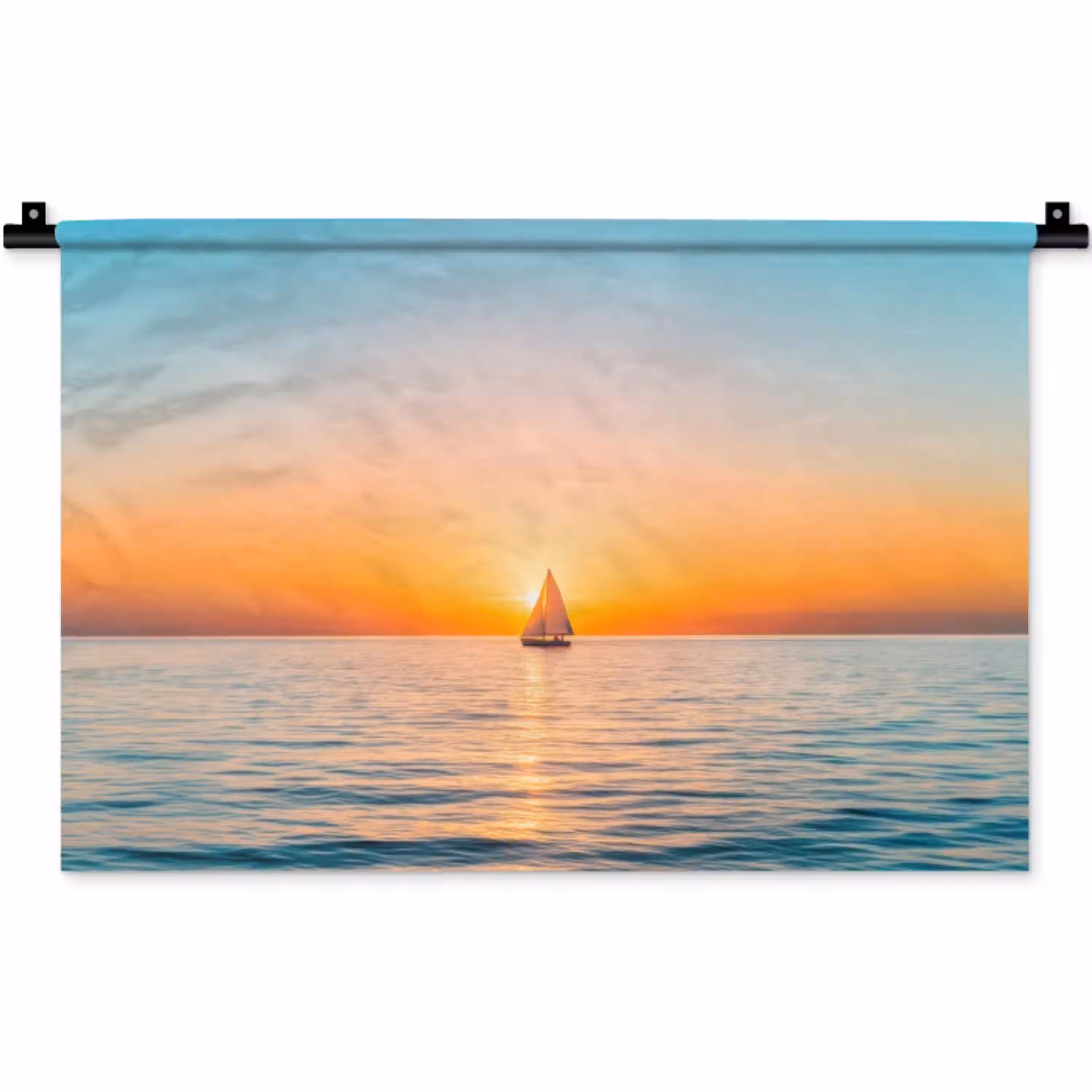Zee - Zeilboot - Zonsondergang Wandkleed katoen klein -zz3d
