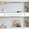 Amandelbloesem - Kunst - Van Gogh - Beige - Abstract keuken achterwand spatscherm klein -voor_na_NL