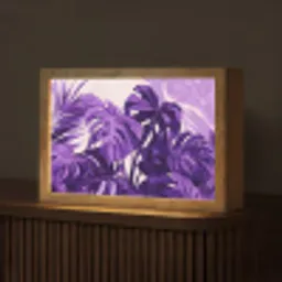 Bladeren - Paars - Tropisch - Abstract Light Box met kabel (Tafellamp) klein -z3d_website