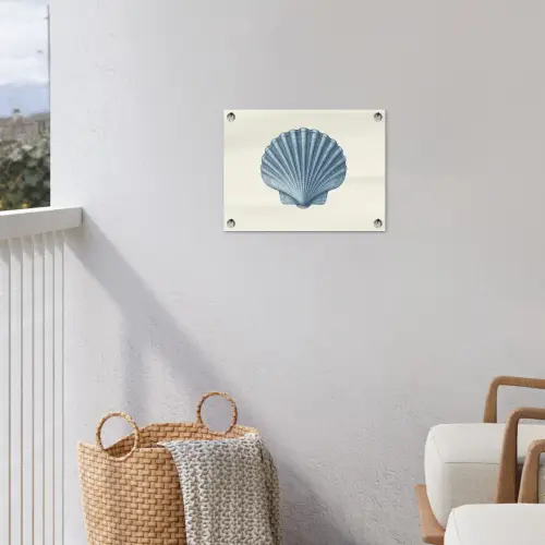 Ribbels - Blauw - Schelp tuinposter los doek klein -sfeer8