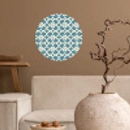 Patroon - Symmetrisch - Blauw Wandcirkel behangsticker klein 186 -sfeer1