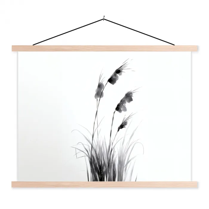 Minimalistisch - Stelen - Wit textielposter latten blank klein -3d