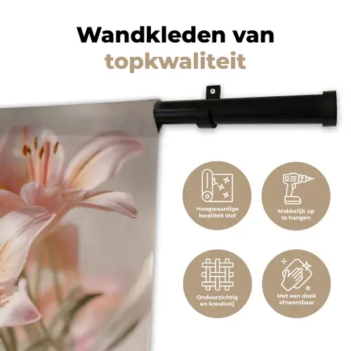Lelies - Meeldraden - Roze - Wazig Wandkleed katoen klein -sfeer2