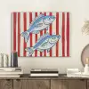 Vissen - Verticale strepen - Blauw - Rood PET vilt klein -sfeer1