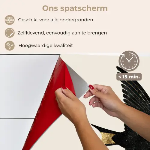 Zwarte zwaluw - Gouden accenten - Lichte achtergrond keuken achterwand spatscherm klein -spatscherm_NL