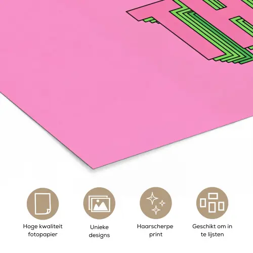 Tekst - Bold - Roze poster papier klein -closeup_NL