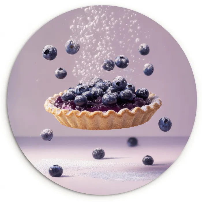 Eten - Taart - Bessen - Blauw Wandcirkel plexiglas klein -3d