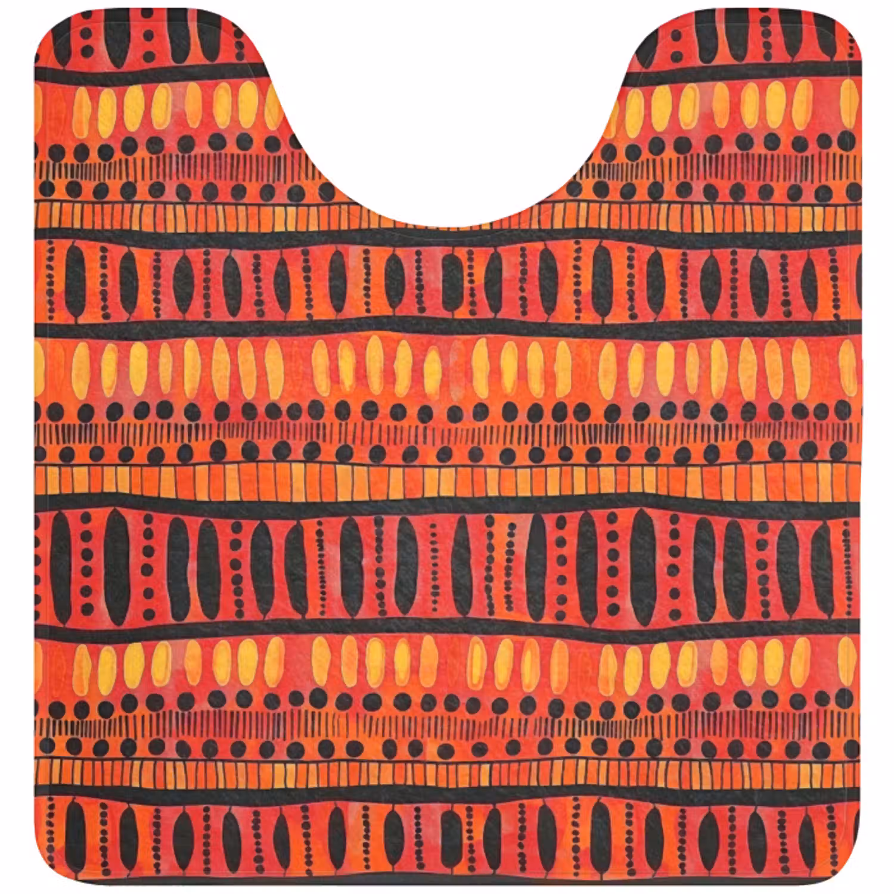 Rood - Oranje - Etnisch - Expressief - Patroon WCmat U-uitsnede middel 1014 -3d