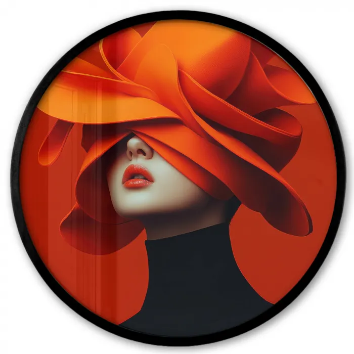 Oranje - Hoed - Vrouw Fotolijst rond zonder passe partout klein -3d