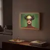 Vrouw - Groen - Bril - Aesthetic - Modern Light Box met batterij (Wandlamp) middel -sfeer1