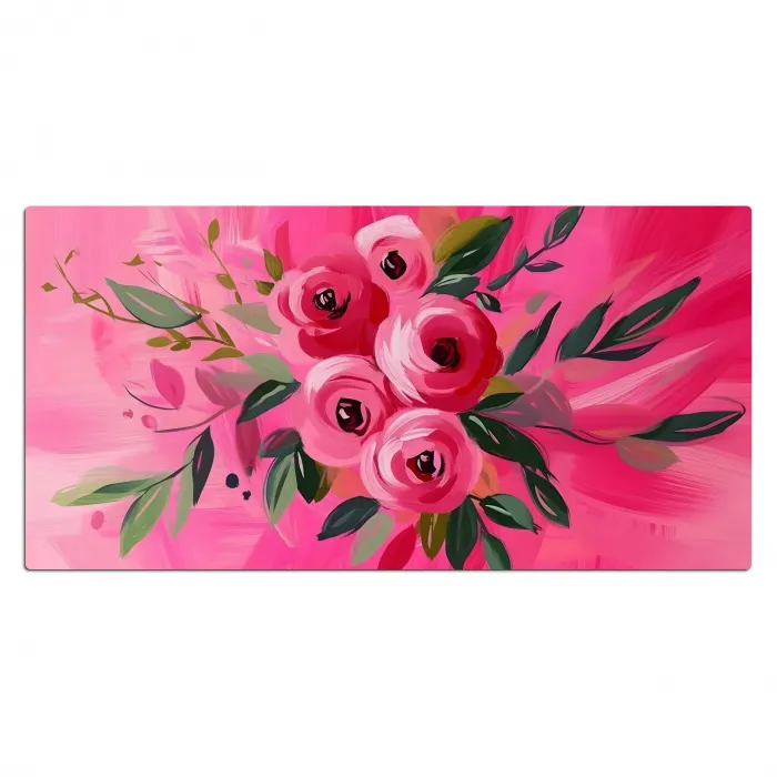 Bloemen - Verf - Roze Muismat XXL klein -3d_leeg