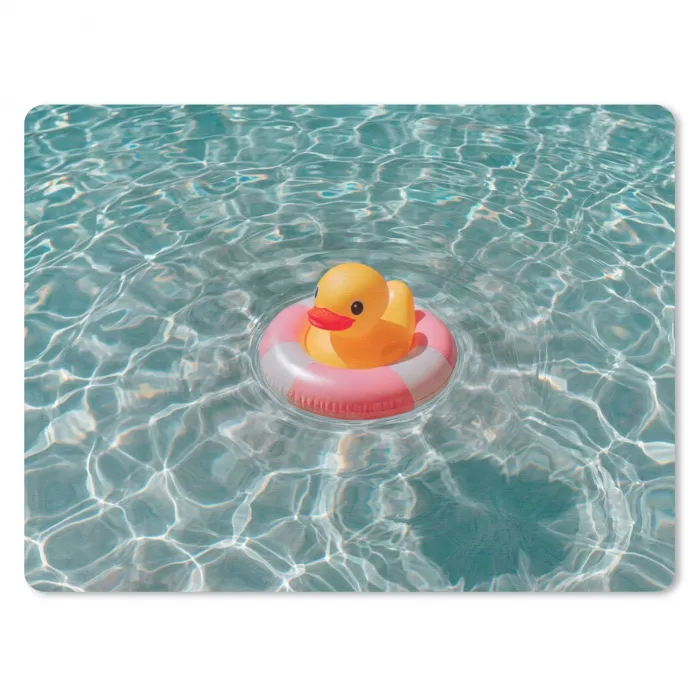 Badeend - Zwemband - Geel muismat rubber klein -3d
