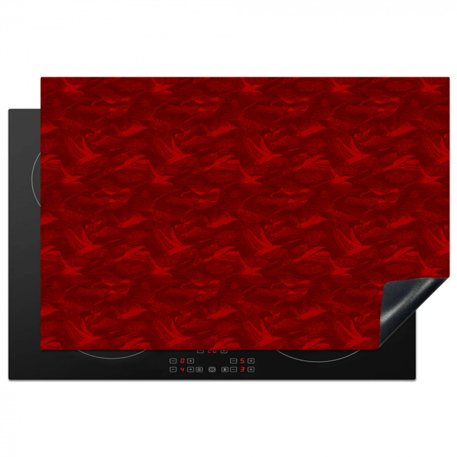 Rood - Vogel - Patroon Inductie beschermer vinyl 3mm klein 276 -3d