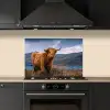 Schotse Hooglander - Berg - Water - Natuur - Koe keuken achterwand spatscherm klein -sfeer1