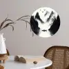 Roeiboot - Mistig - Bergen - Vogels Wandcirkel behangsticker klein -sfeer3