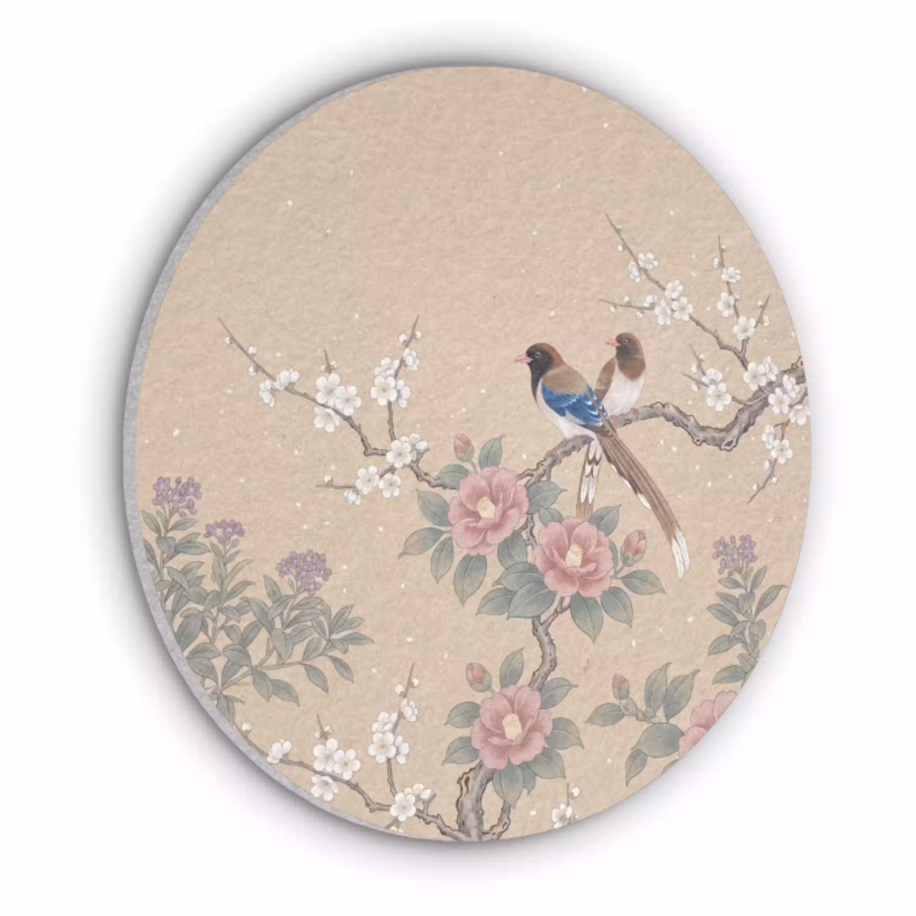 Bloemen - Vogels - Bloemen Akoestische PET Vilt - Rond klein -3d