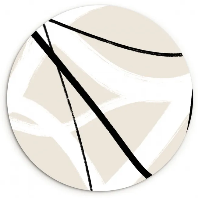 Lijn - Abstract - Minimalisme - Pastel Wandcirkel kunststof plaat 5mm dik klein -3d