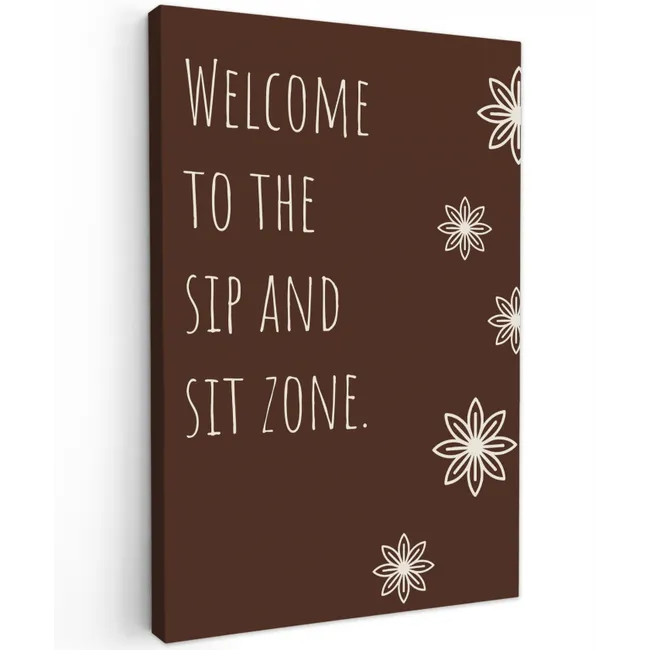 Bruin - Quote - Bloemen - Zomer Tuinposter op houten frame 2 cm dik klein -3d