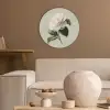 Cameliabloem - Wit - Groen Akoestische PET Vilt - Rond klein -sfeer1