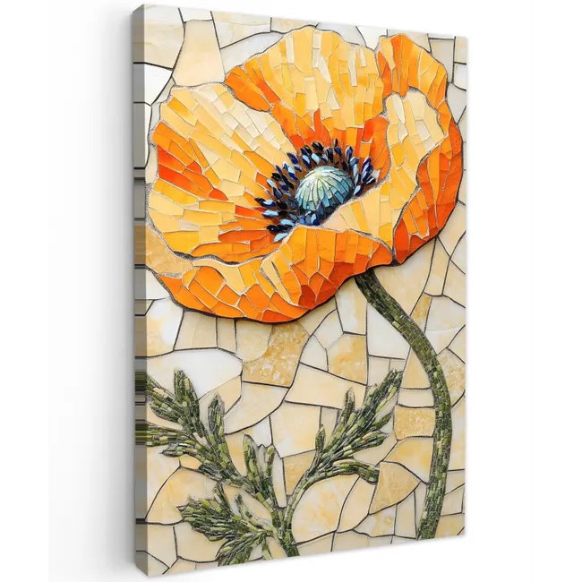 Klaprozen - Oranje - Mozaïek - Bladeren canvas 2cm klein -z3d