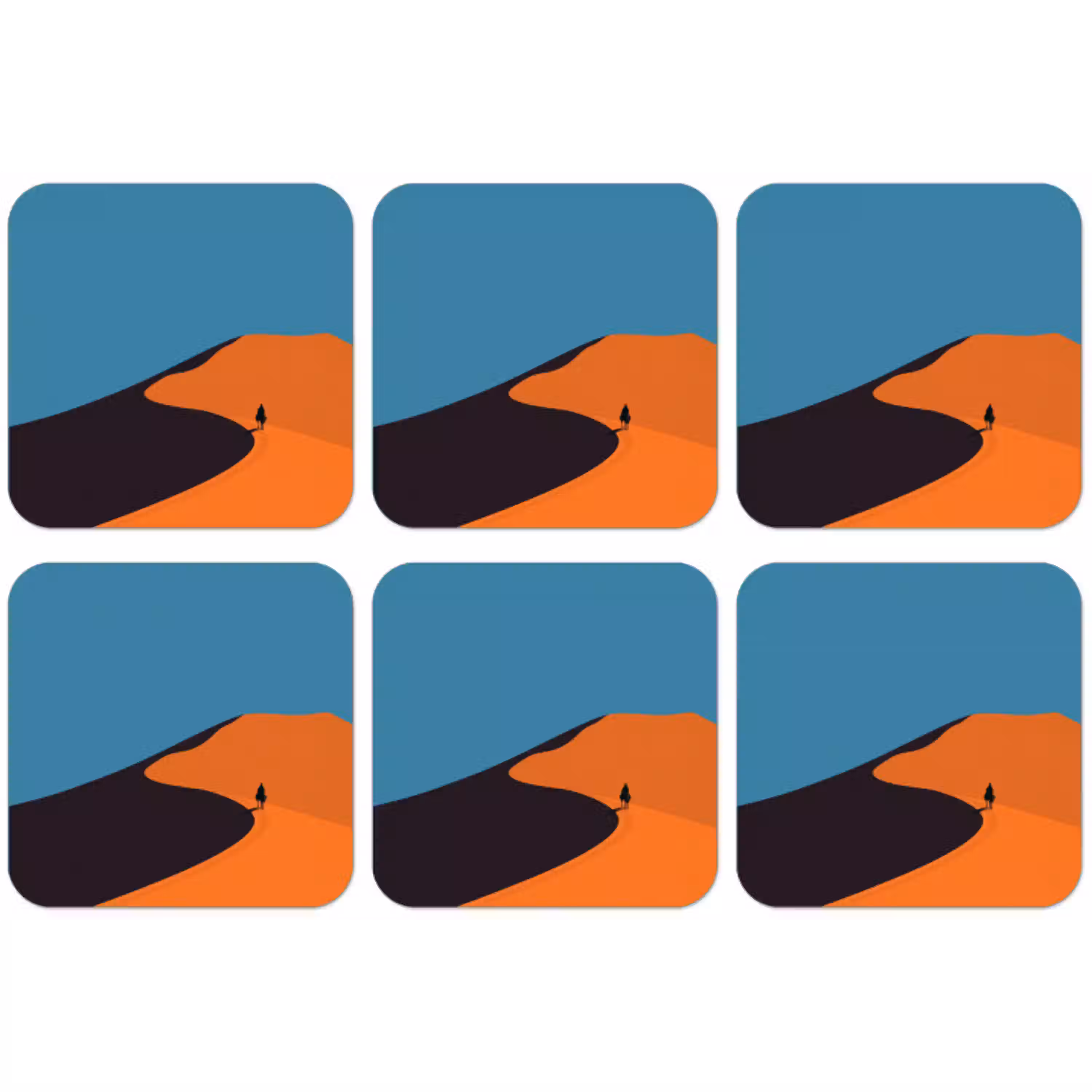 Feloranje duinen - Schaduw - Lege hemel onderzetter kurk middel -zkaufland3dotto