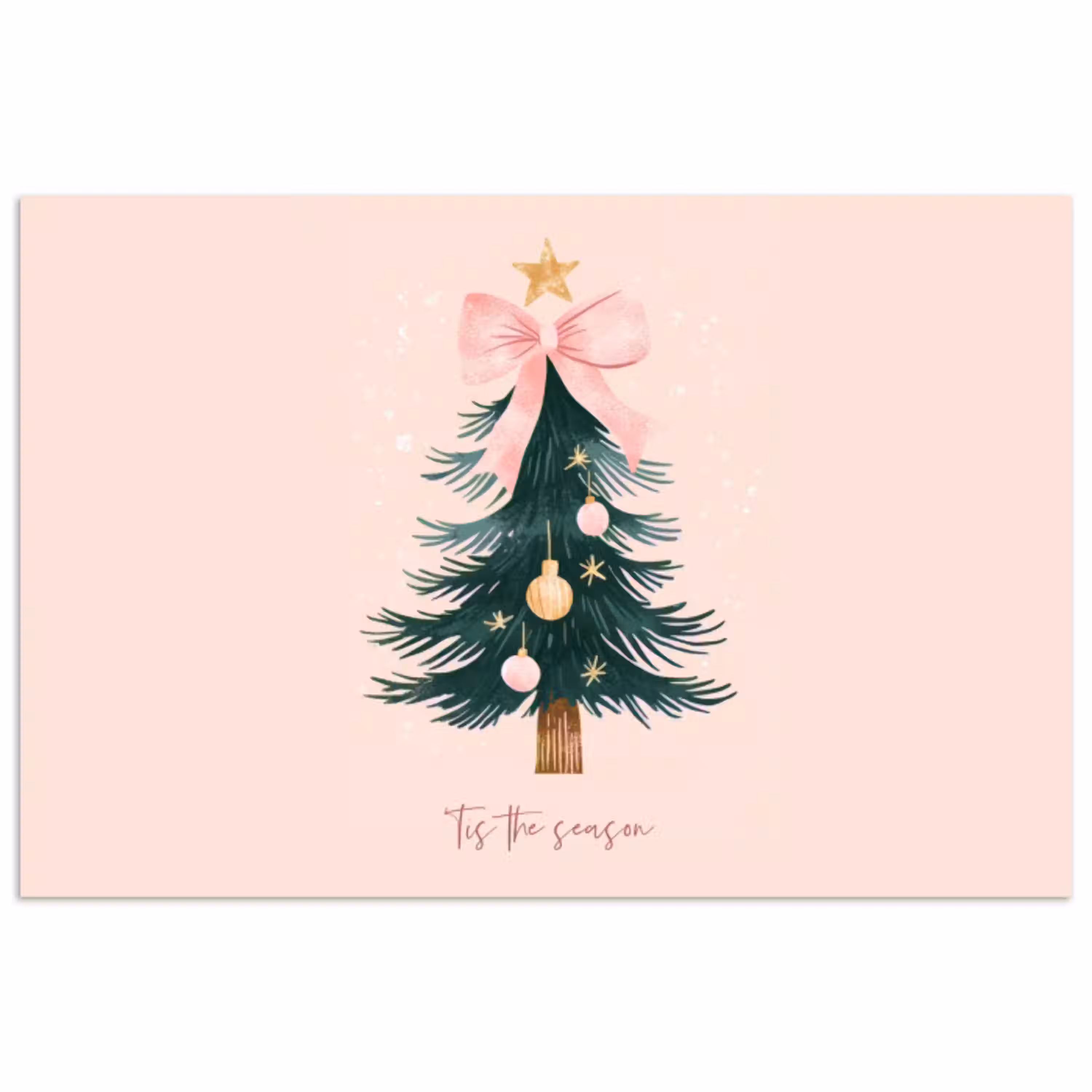 Christmas Season - Kerst - Kerstboom - Roze poster papier klein -3d