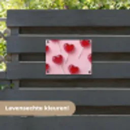 Lollies - Hartjes - Roze tuinposter los doek klein -sfeer3