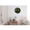 Vogel - Tak - Geel - Bladeren Wandcirkel aluminium klein -woonkamer