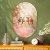Vogels - Tak - Quote - Roze Wandcirkel Ovaal Glas middel -sfeer2