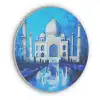 Taj Mahal - Ramadan - Blauw - Islamitische Akoestische PET Vilt - Rond klein -3d
