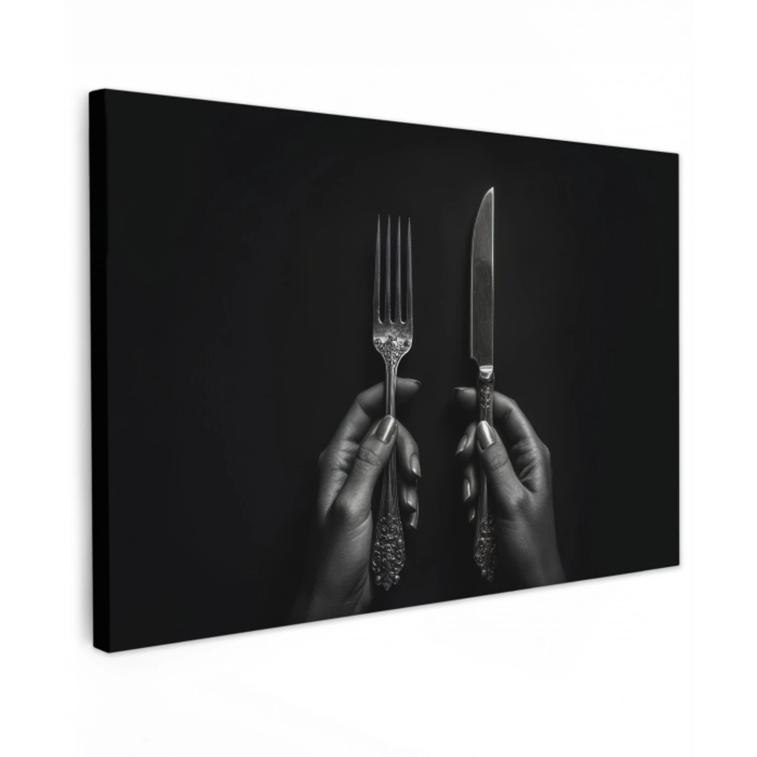 Bestek - Zwart - Wit canvas 2cm klein -z3d