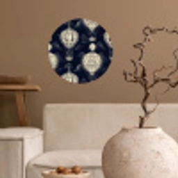 Luchtballonnen - Wolken - Patroon - Donkerblauw Wandcirkel behangsticker klein 186 -sfeer1